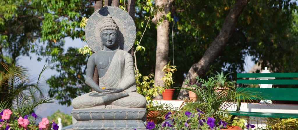 Zen Garden with Buddha Statue